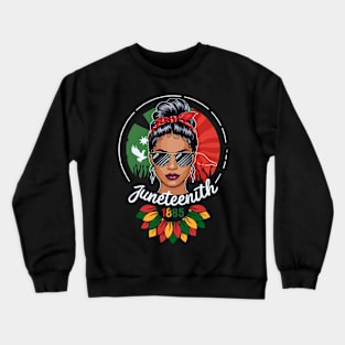 Juneteenth celebration day messy bun woman Crewneck Sweatshirt